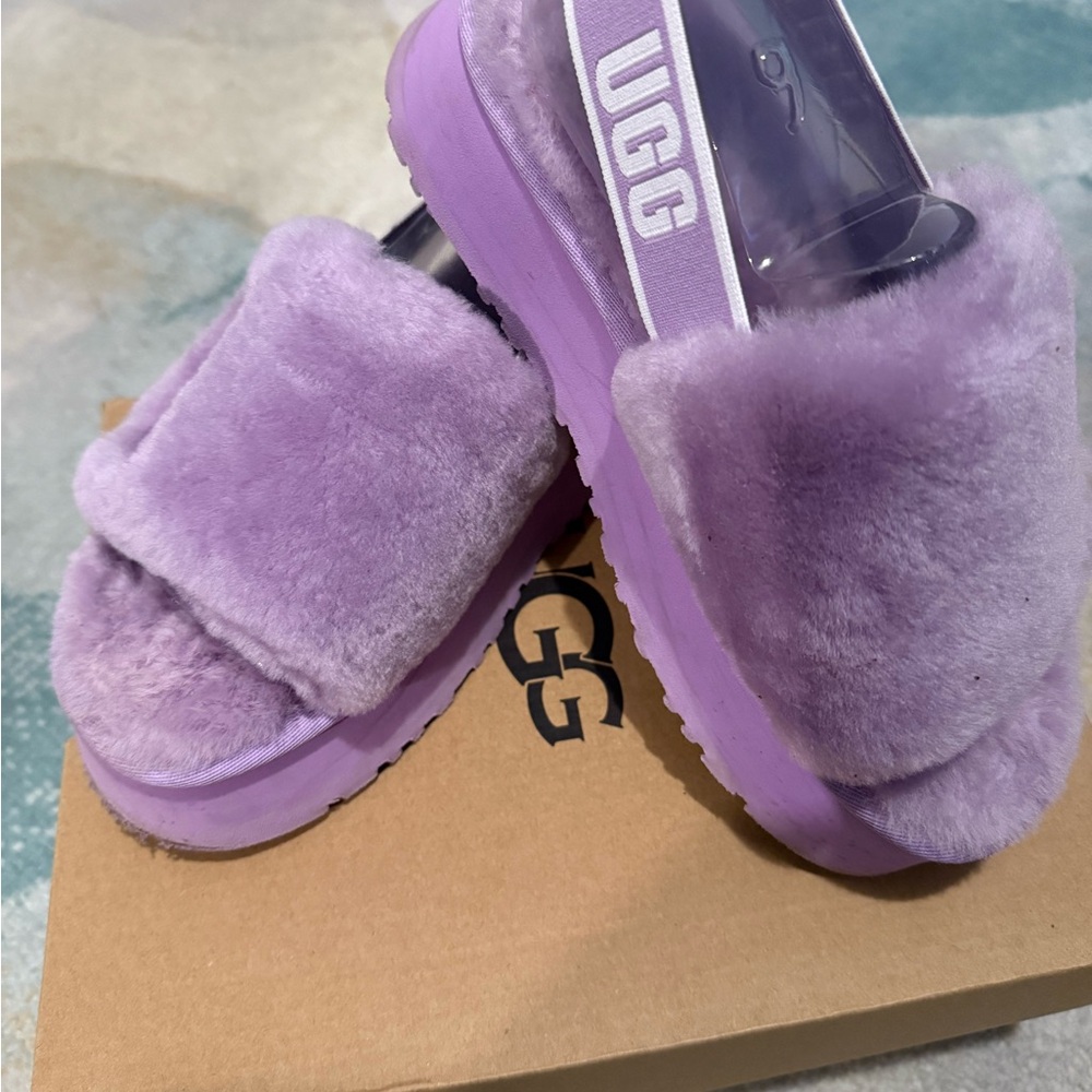 UGG Purple Plush Platform Sandals